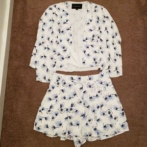 Two piece blue and white Cape with matching shorts